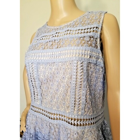 Express Little Blue Dress Lace Sleeveless Womens Layered Size 12 - Picture 3 of 10